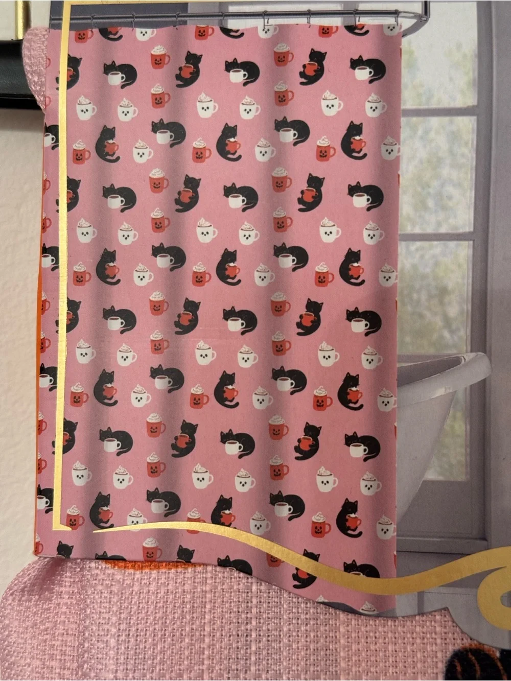 Wicked Home Cats & Coffee Halloween Shower Curtain